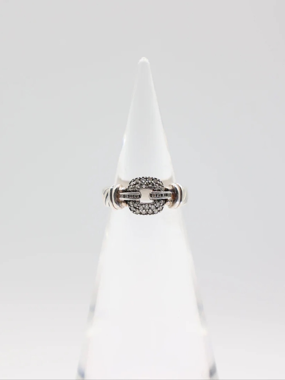 DAVID YURMAN 925 STERLING SILVER DIAMOND ACCENT BUCKLE
RING SIZE 7